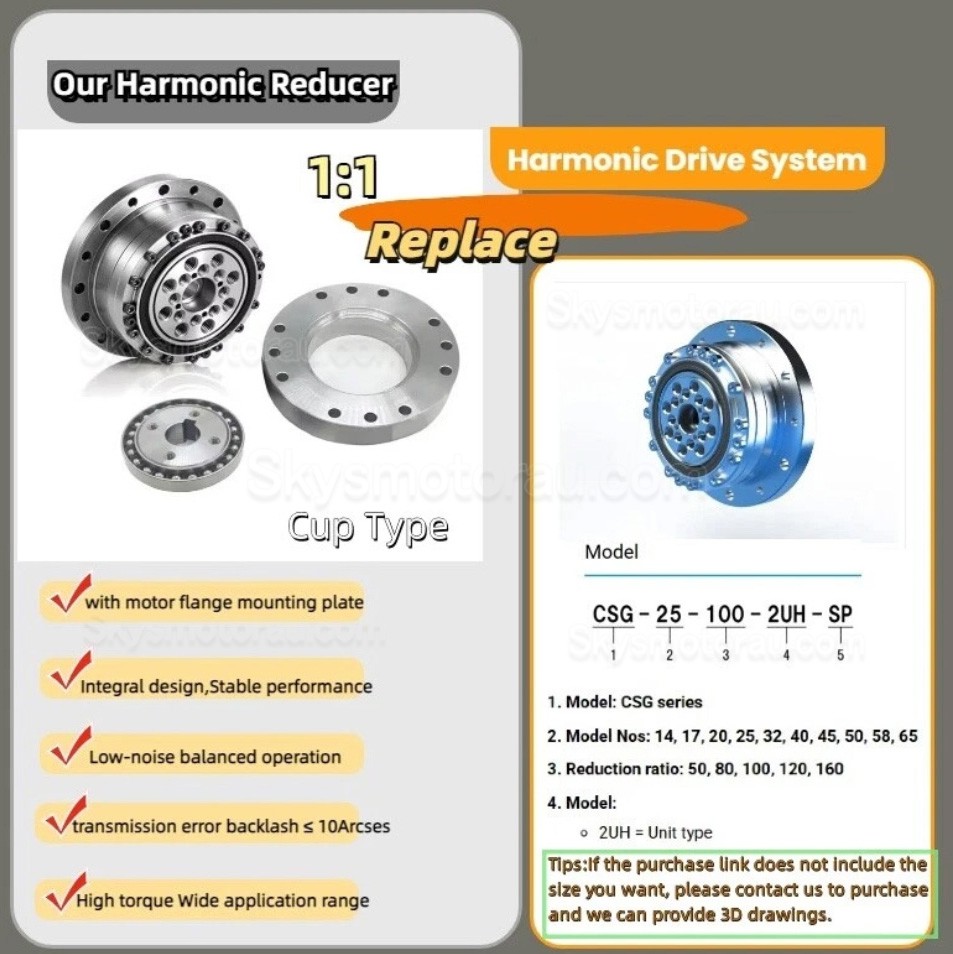 CSF Series 50:1/80:1/100:1/120:1 Harmonic Gearbox for Stepper / Servo Motor
